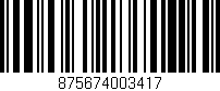 Código de barras (EAN, GTIN, SKU, ISBN): '875674003417'