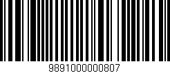 Código de barras (EAN, GTIN, SKU, ISBN): '9891000000807'