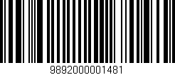 Código de barras (EAN, GTIN, SKU, ISBN): '9892000001481'