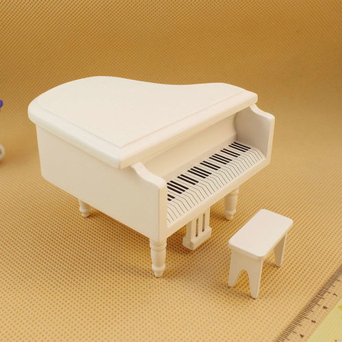 01:12 Madeira Miniature Toy Piano de Cauda Modelagem para Doll House Cor Aleatória