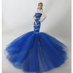 30CM Royal Blue Stripes Impressão Fishtail vestido de casamento (não incluindo Dolls)