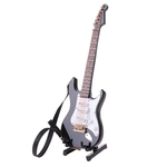 1: 6 Mini Guitarra Elétrica Modelo De Instrumentos Musicais De Madeira Com Suporte Preto