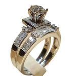 1 par Engagement Moda Simulação delicado anéis de diamante