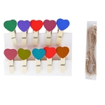 10pcs Adorável Coração pequeno clipe de madeira Set / DIY Multi-Function Foto Pastas