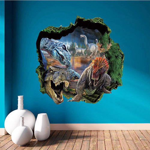 19.7 "x19.7" Dinossauros criativa 3D parede quebrada PVC Wall Stickers impermeável removível Mural decalques arte para decoração de casa