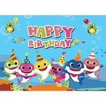 1Pc Birthday Party Cartoon Tubarão Fundo pano de fundo da fotografia