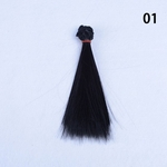 1pc DIY boneca de alta temperatura fio reta longa peruca de cabelo 1/3 1/4 1/6 BJD cabelo preto rosa marrom caqui branco cinza 15x100cm cor