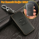 1x preto couro chave do carro capa case protetor para renault para kadjar 2016 10.0 cm x 5.5 cm chave caso para carros