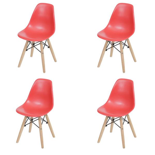 4 Cadeira Eames Eiffel Infantil Vermelha Decoradeira