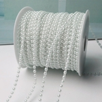 4 milímetros de costura White Pearl Beads Rhinestones corrente de metal guarnição apliques de noiva