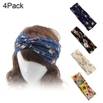 4 Pack Headbands Vintage Elastic Impresso Envolt¨®rio principal Stretchy umidade Hairband