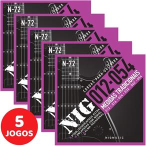5 Encordoamento Nig P/ Guitarra 012 054 N72 Encapadas com Níquel
