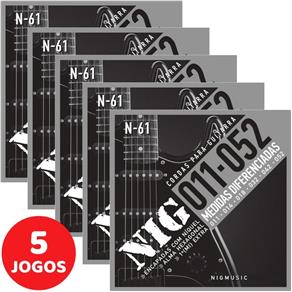 5 Encordoamento Nig P/ Guitarra 011 052 N61 Encapadas com Níquel