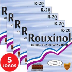 5 Encordoamento Rouxinol P/ Violão Aço 011 R20 com Bolinha