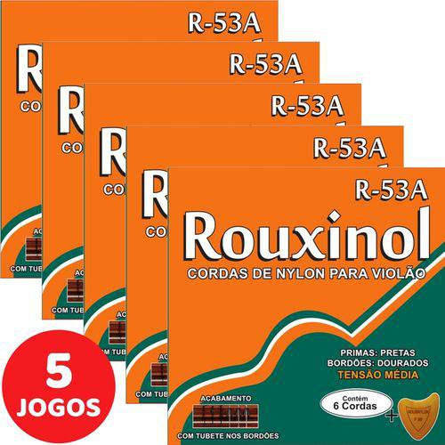 5 Encordoamento Rouxinol P/ Violão Nylon Clássico Tensão Média R53A