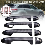 8Pcs Estilo de fibra de carbono Maçaneta da porta Guarnição da tampa para Toyota Highlander 2014-2018