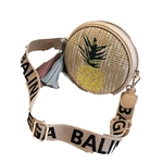 Abacaxi redonda pequena Bag cereja Straw Bale Woven Hand-held Oblique Bag