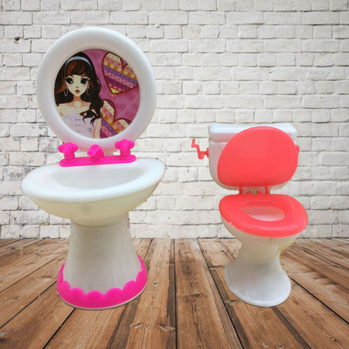 Acessórios para lavatório Dolls Exquisite plástico e WC para Doll House cor aleatória