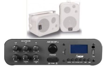 Amplificador AB100BT ESTÉREO NCA ( Bluetooth ) + 1 PAR Caixa SP400 Branca