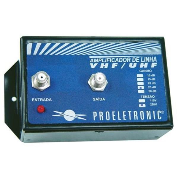 Amplificador de Linha Vhf Uhf 25Db Pqal-2500 Proeletronic