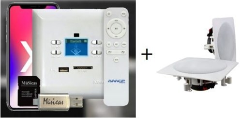 Amplificador de Parede AMCP C/ FM, BT e APP KPBT-XT + Par de Caixa Gesso Dr650