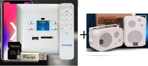Amplificador de Parede AMCP C/ FM, BT e APP KPBT-XT + Par de Caixa SP400 Branca