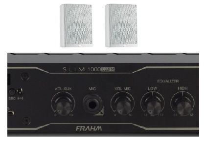 Amplificador Frahm Slim 1000BT App + 2 Caixas PS200 Branca