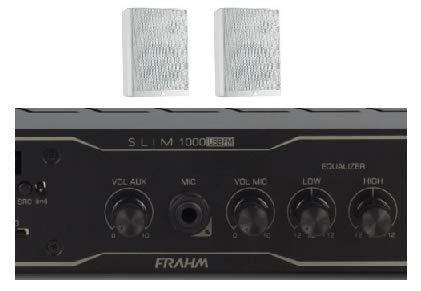 Amplificador Frahm Slim 1000BT App + 2 Caixas PS200 Branca