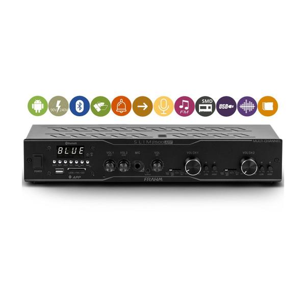 Amplificador Multi-Channel com BT USB SD FM FRAHM SLIM 2500 APP