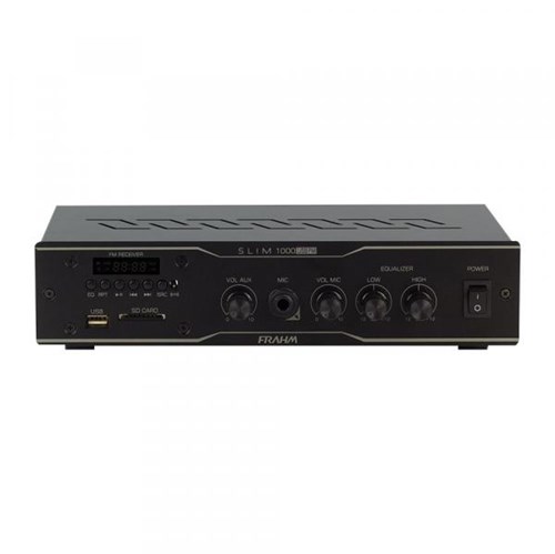 Amplificador Receiver FRAHM para Som Ambiente SLIM 1000 USB FM Bivolt
