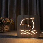 Dolphin da lâmpada de madeira crianças decoração do quarto luz morna luz LED Noite USB Para Crianças presente