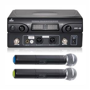 Arc-40 -Microfone Sem Fio, Duplo Uhf, 2 Transmissores Microfones de Mão, Arcano - Unico