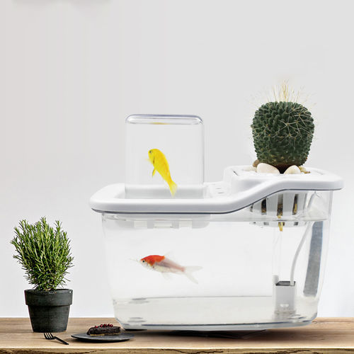 Área de Trabalho Mini aquaponia Fish Tank com Sistema de Circulação automática para Home Office Decor
