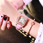 Assista Elegante Simples estilo romano Digital Diamante Ladies Leather Strap relógio de quartzo