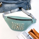 Bag Mulheres Outdoor cor s¨®lida P¨¦rola Zipper Messenger Bag Sports Peito cintura Bag