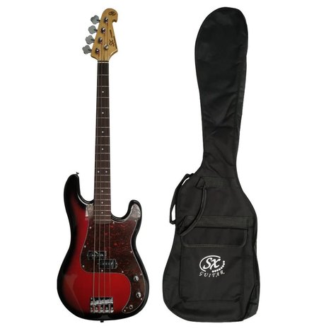 Baixo 4 Cordas Precision Bass Spb62+ C/ Bag Bb400 2Ts Vermelho e Preto - Sx