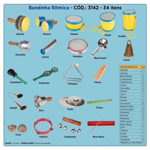 Bandinha Rítmica 34 Instrumentos Musicais - Carlu