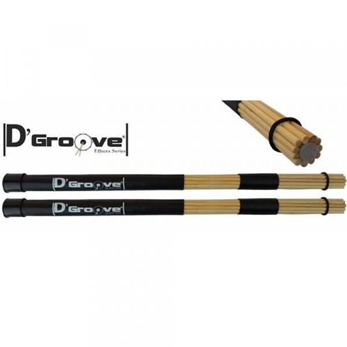 Baqueta para Bateria - Smooth Rods Sticks(bambu) D'Groove Silenciosa C/ Espuma Interna (Effect Series) - D'groove Acessórios