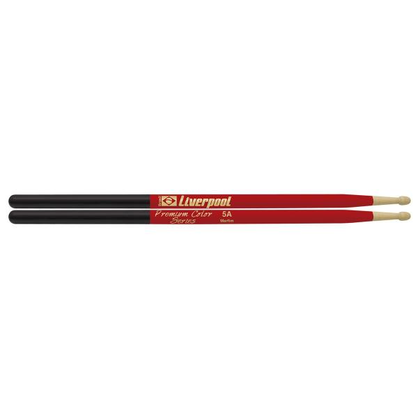 Baqueta Vermelha Ponta de Madeira Premium Color Séries 5A Liverpool