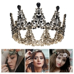 Barroco retro-coreano Rodada Crown Black Queen Crown Multi-Broca