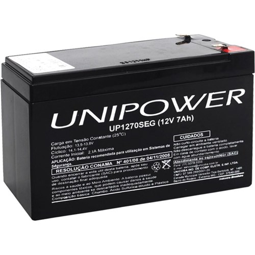 Bateria 12V 7,0 Ah - Up1270Seg F187 - Unipower