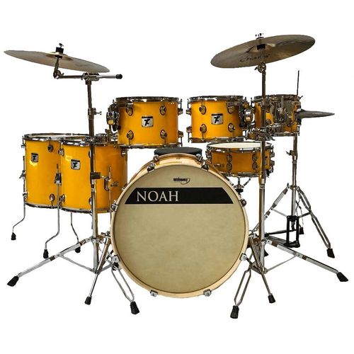 Bateria Acústica Profissional Noah Nell Drums Solid Yellow Bumbo de 20