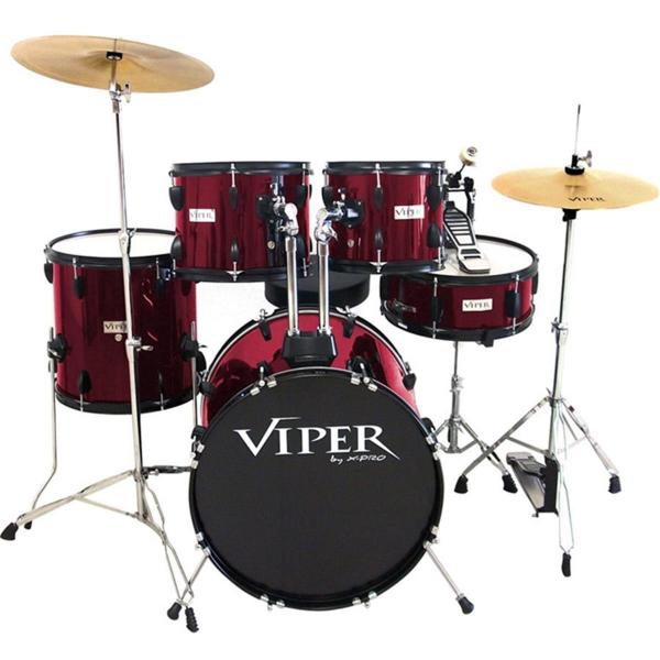 Bateria com Banco e Pratos Vinho Viper20 X-pro Drums