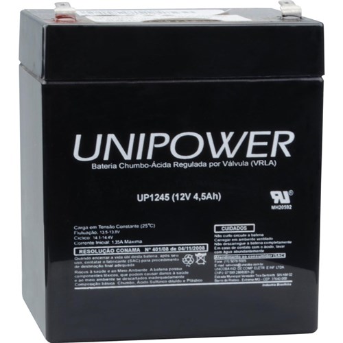 Bateria de Chumbo Ácida Selada 12V 4.5A Up1245 Unipower