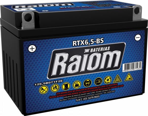 Bateria de Moto Raiom Ytx6,5-bs 6,5ah 12v Selada (Rtx6,5-bs)