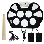 Bateria Elêtronica Musical Silicone Digital Roll Up Drum Kit 10 Pads 2 Pedais Baqueta Exbom Emt-s9