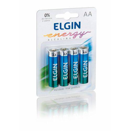 Bateria Elgin Alcalina Pequena AA com 4