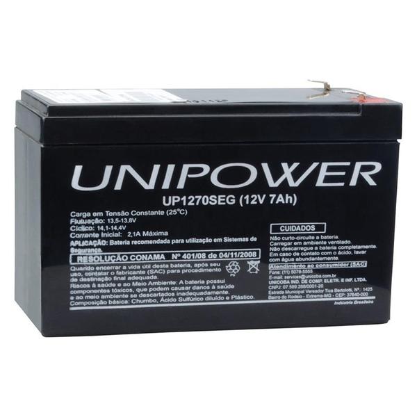 Bateria Estacionaria VRLA 12V 7AH Unipower para Seguranca UP1270SEG