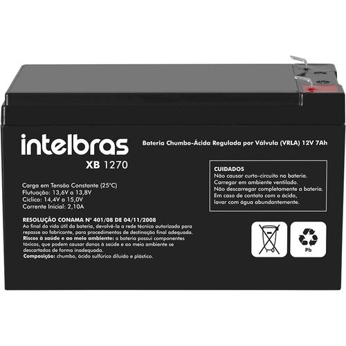 Bateria Intelbras Vrla 12v 7,0ah - Xb 1270 Preto