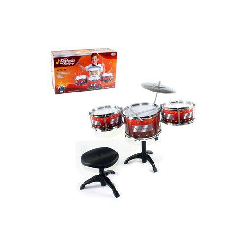 Bateria Musical Infantil Classica Completa com Banquinho Drums